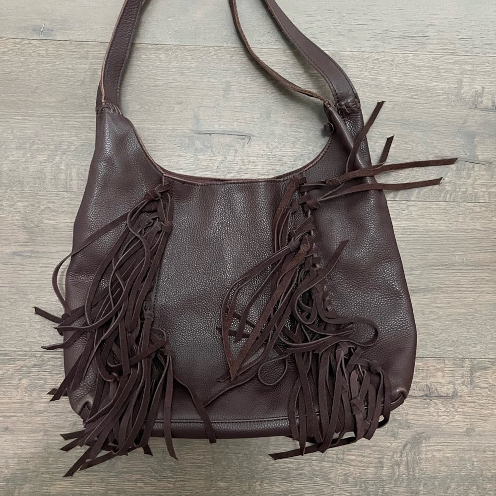 Brown Leather Fringe Bag